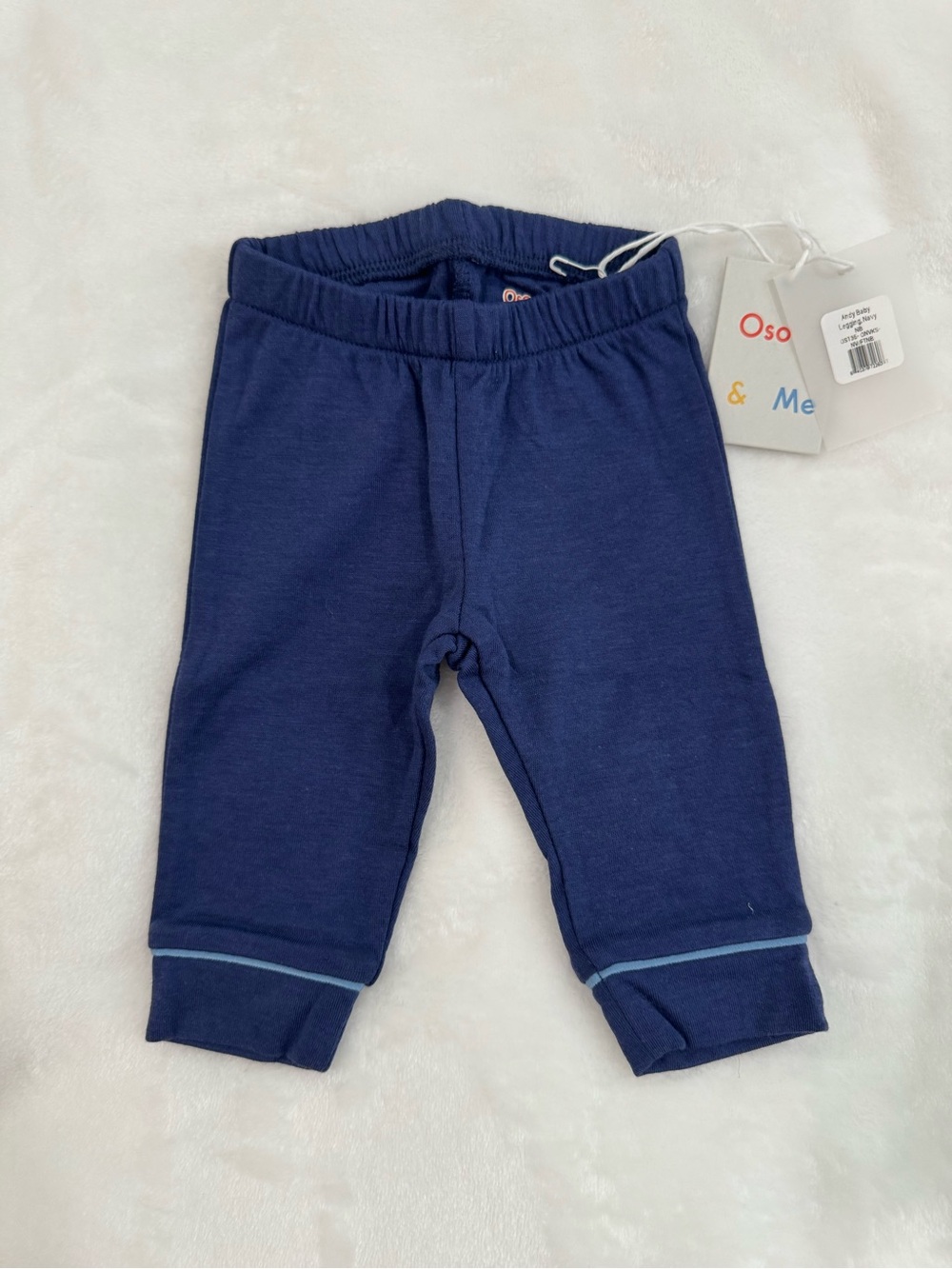 Oso & Me Navy Leggings with Light Blue Cuff Detail